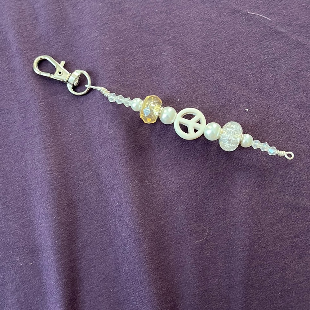 Zipper pull - hand crafted - white - oops edition